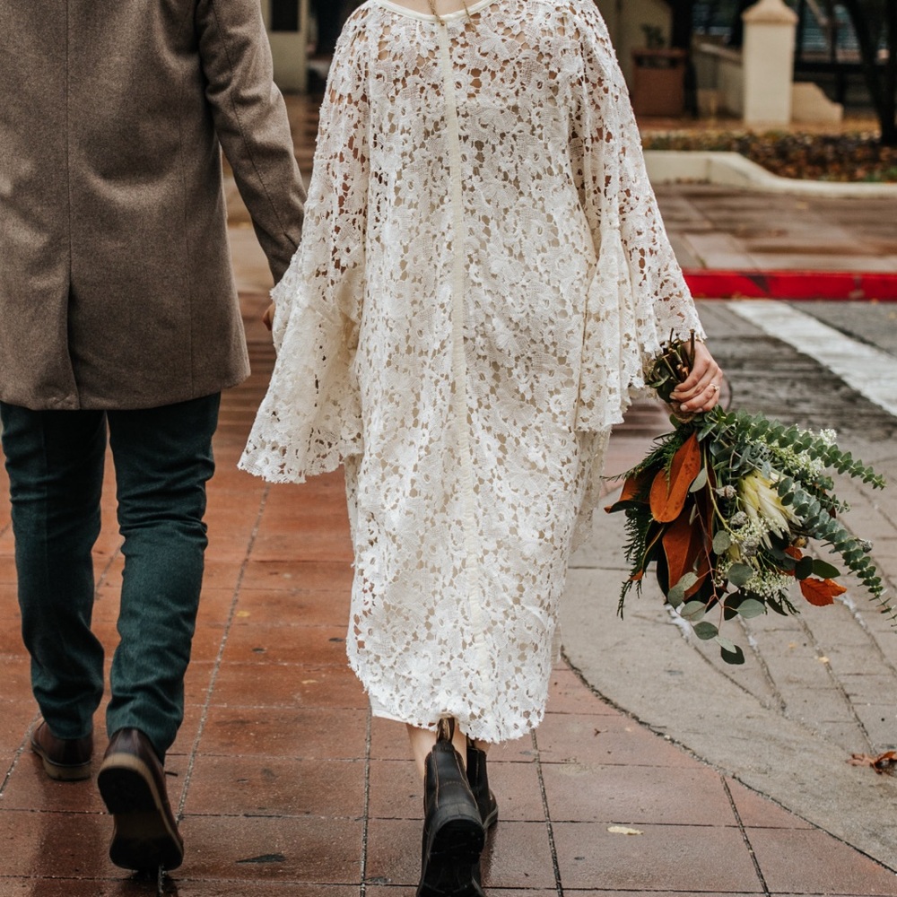 Free People Ivory Lace Long Sleeve Boho Cardigan Shawl